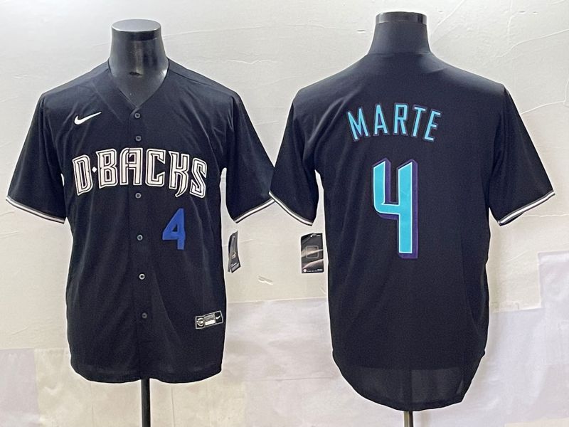 Men Arizona Diamondback #4 Marte Black Joint Name 2025 Nike MLB Jersey style 34